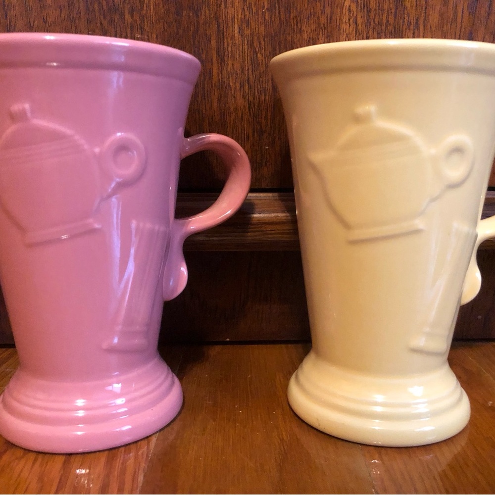 Two Fiesta Ware Cappuccino Latte Mugs Yellow Pink Lot